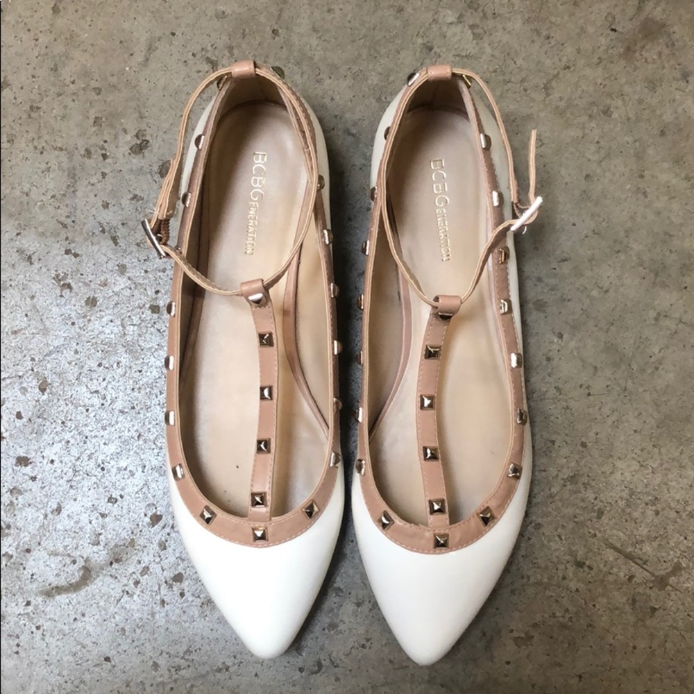 BCBGeneration White Studded Flats